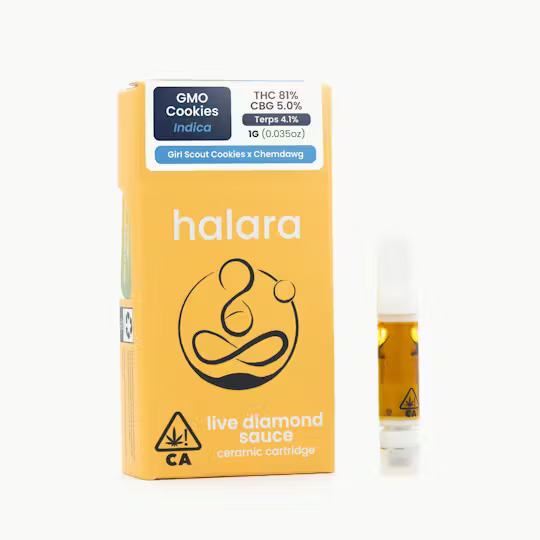 Photograph of product: Halara - GMO Cookies - Indica - Live Resin Sauce Cartridge