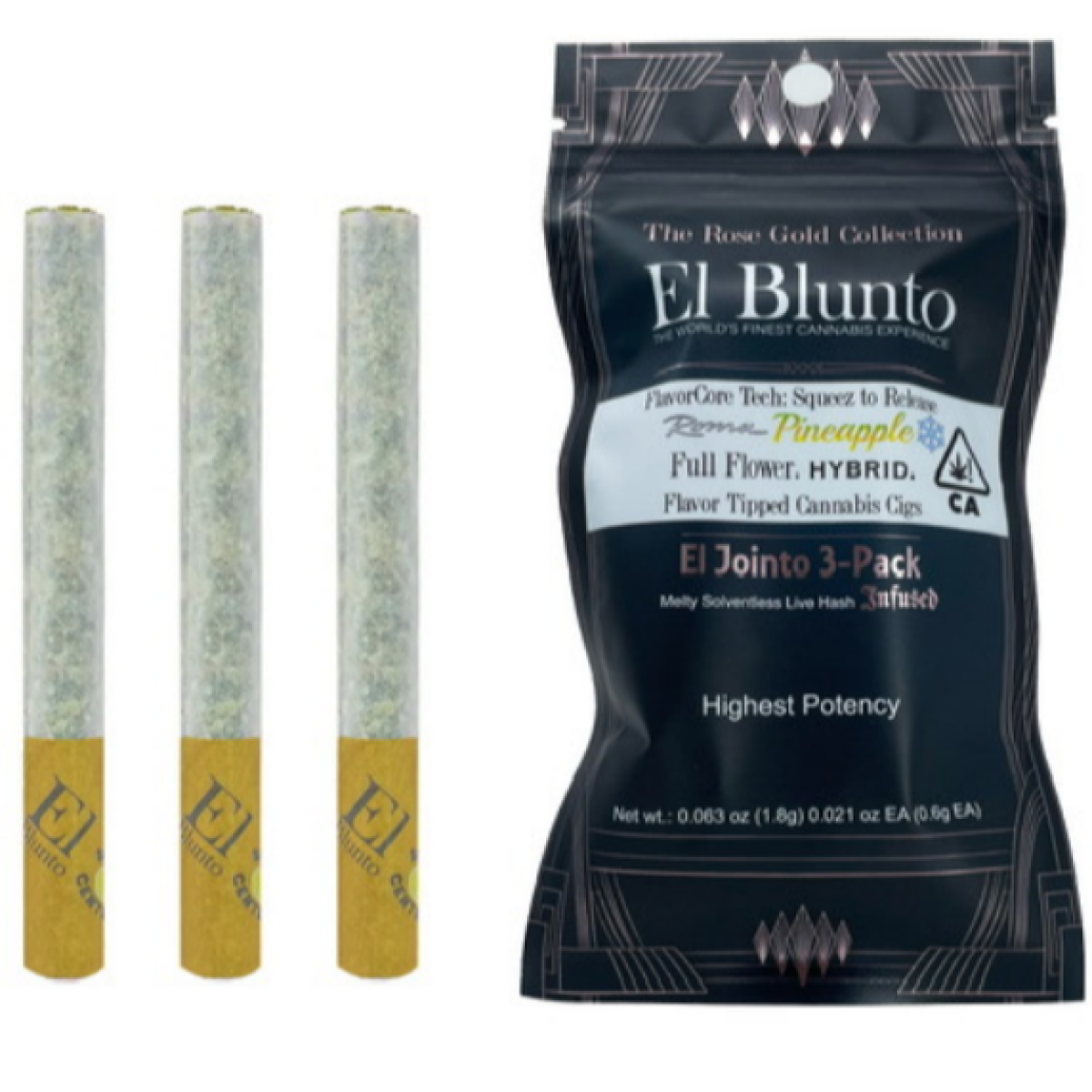 Photograph of product: El Jointo | Roma Pineapple Ice au chocolat Infused 3pk Pre-roll | 1.8g