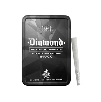 Photograph of product: Black Cherry Gelato (H) 5pk Diamond INFUSED PREROLLS 2.5g - Heavy Hitters