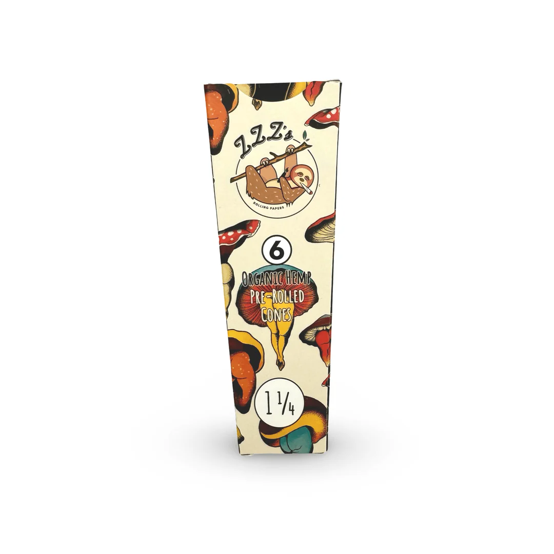 Photograph of product: Organic Hemp Cones w/ Shroom Booties Art - 1 1/4 (84mm) 6pk