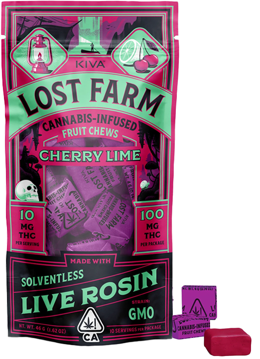 Photograph of product: Lost Farms | Cherry Lime GMO LRosin Fruit Chews | 46G 10PK