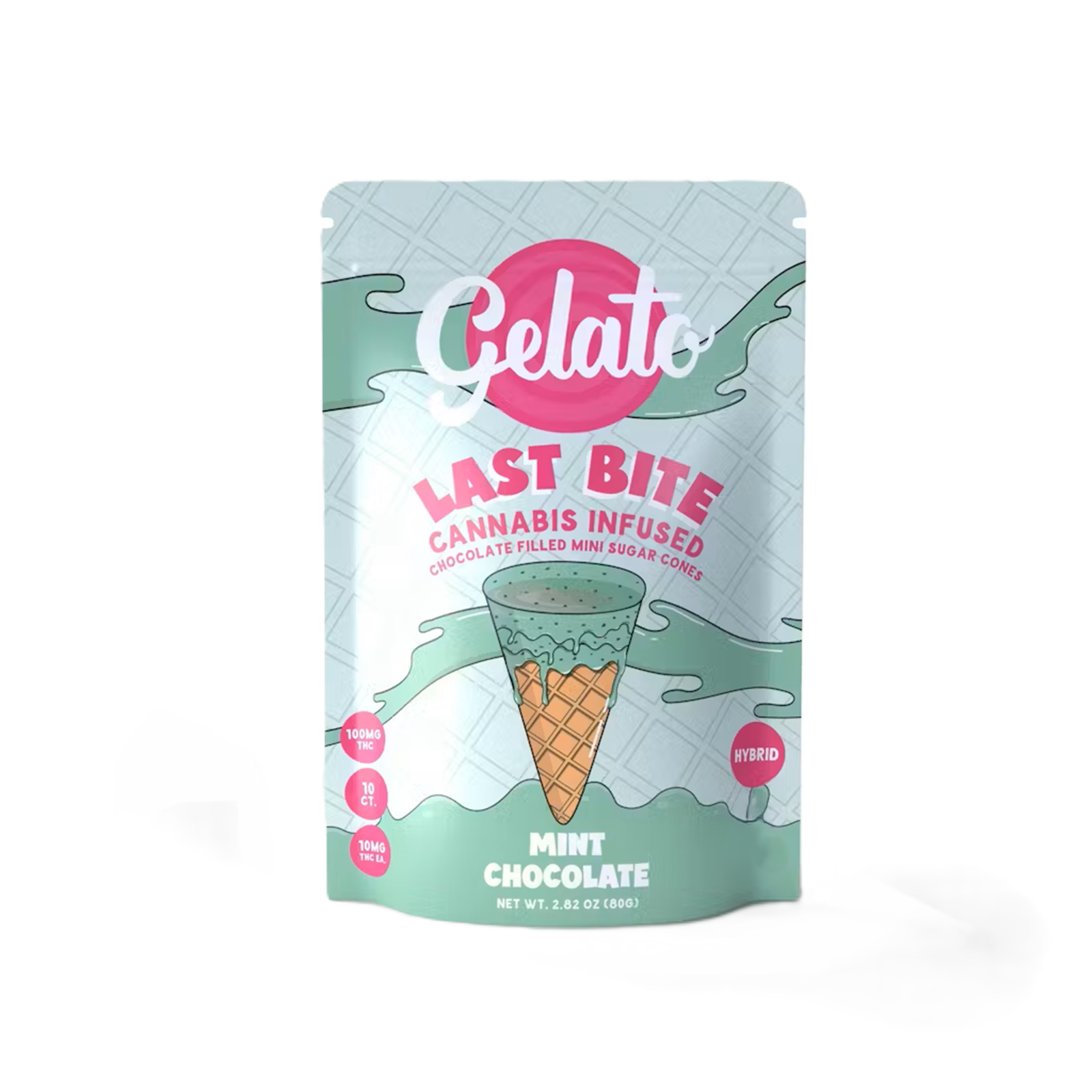 Photograph of product: GELATO | LAST BITE CONE | MINT | HYBRID | CHOCOLATE | 200MG | REC