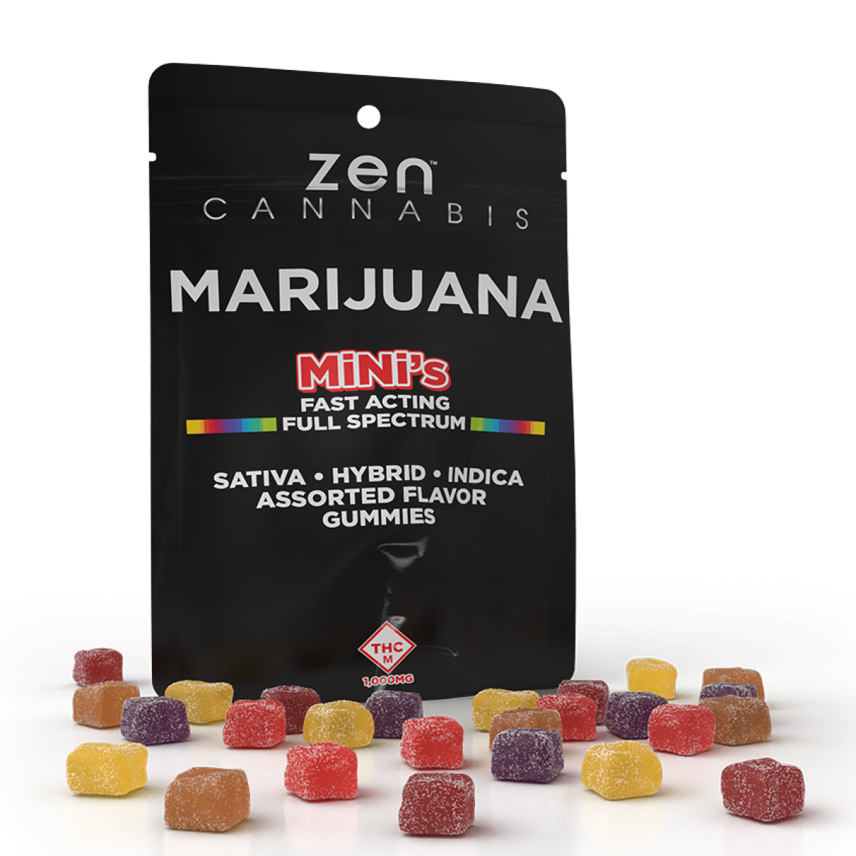 Photograph of product: Zen | Fast Acting Mini Assorted Gummies | 1000mg (25pk)