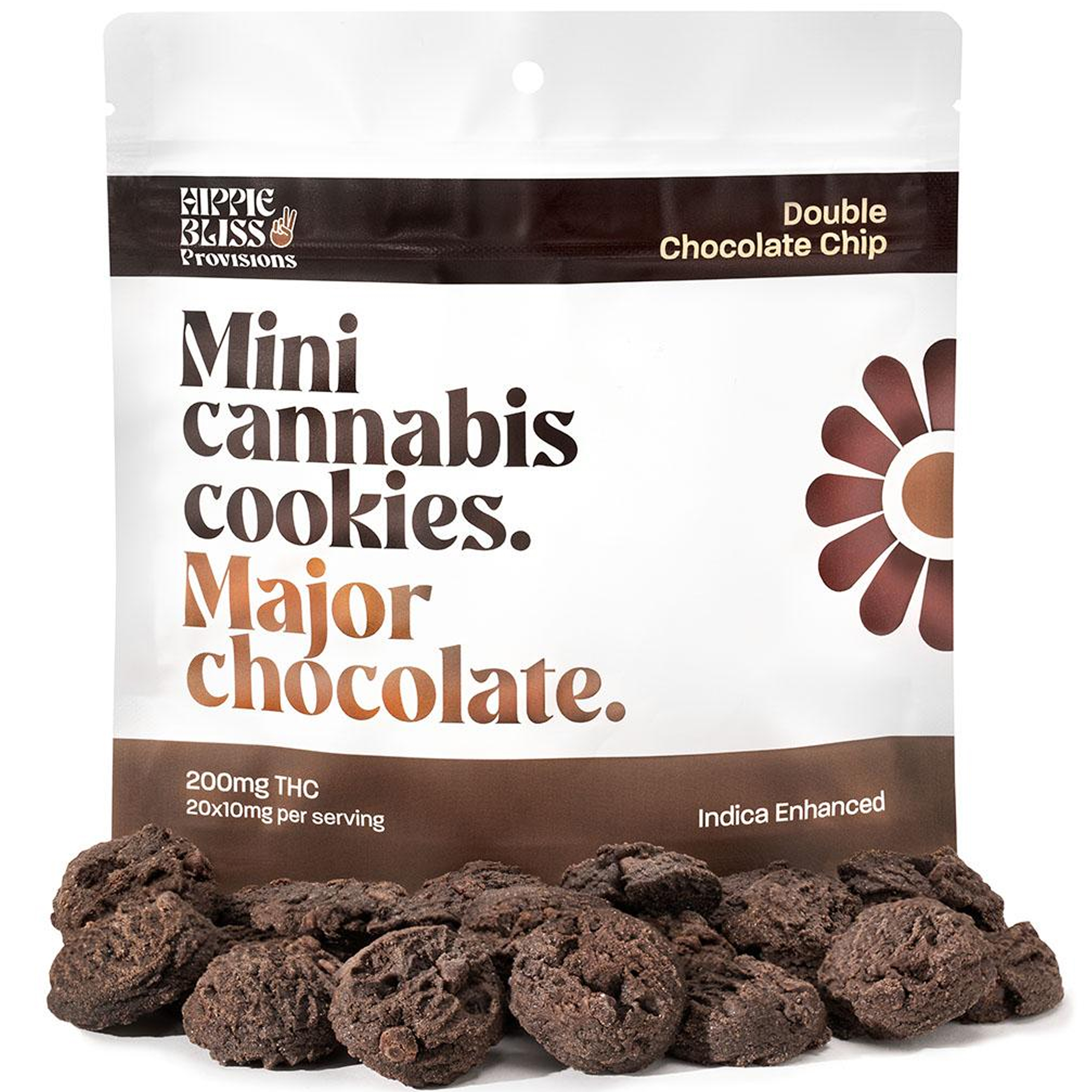 Photograph of product: Hippie Bliss - Double Chocolate Chip Cookies - 200mg
