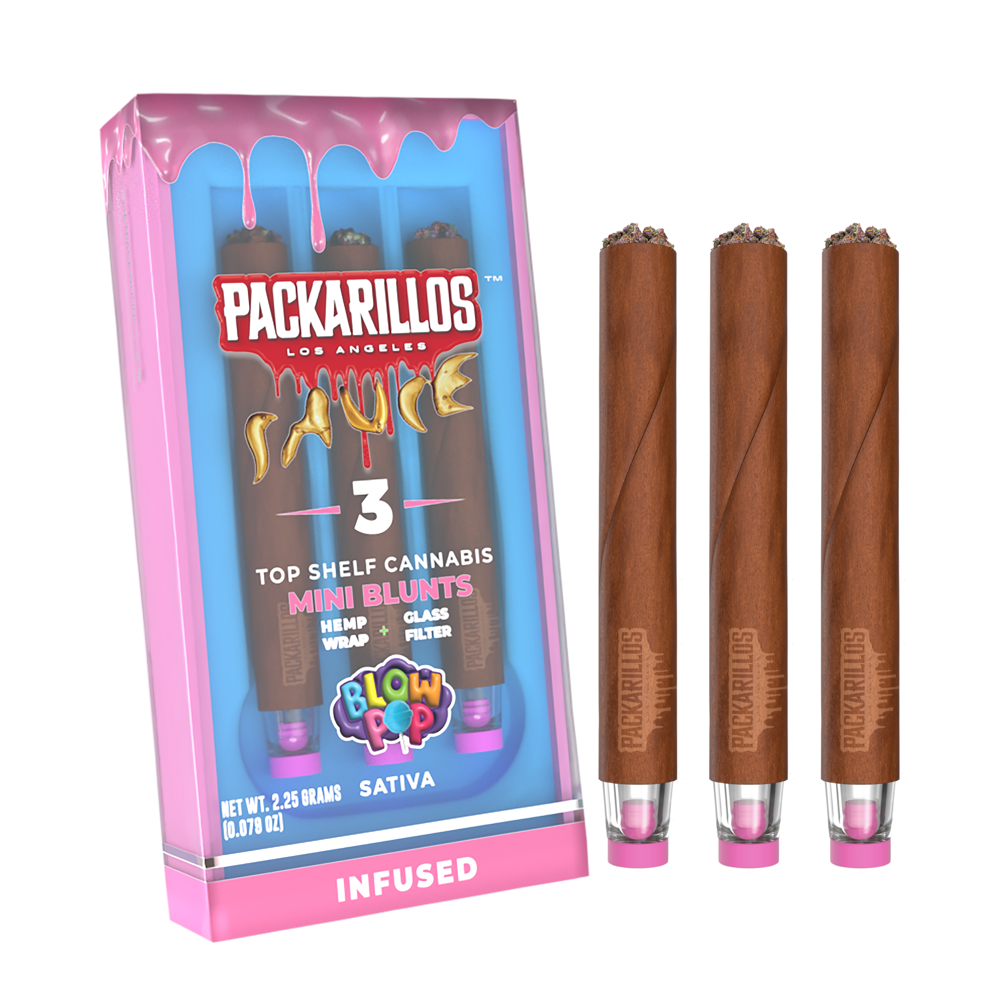 Photograph of product: BLOW POP | Packarillos - 3 Pack Infused Mini Blunts | 2.25g