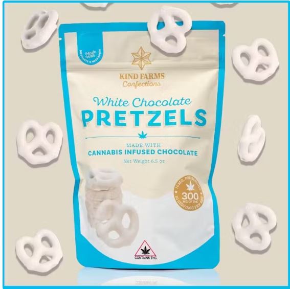 Photograph of product: Kind Farms - White Chocolate Covered Pretzels 200mg