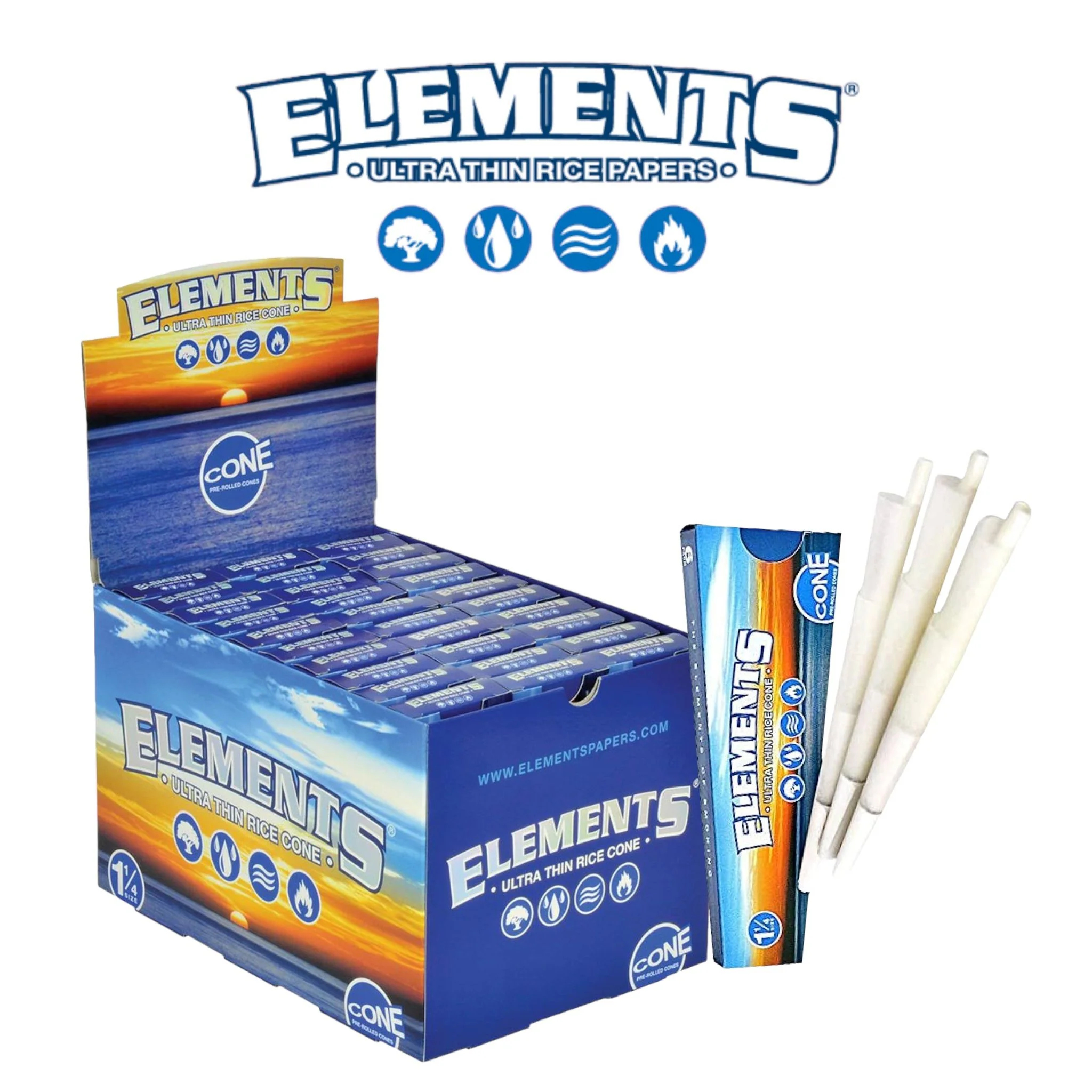 Photograph of product: Elements | Cones | 1 1/4 | Ultra Thin | 6PK