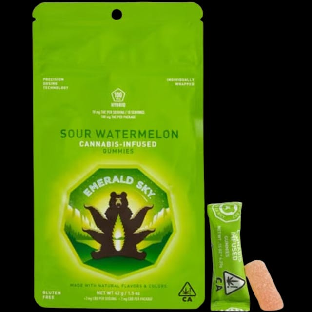 Photograph of product: Sour Watermelon 100mg 10pk Gummies - 