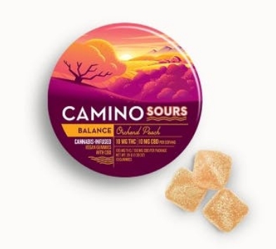 Photograph of product: Camino Sours Gummies "Balance" | 1:1 | Orchard Peach