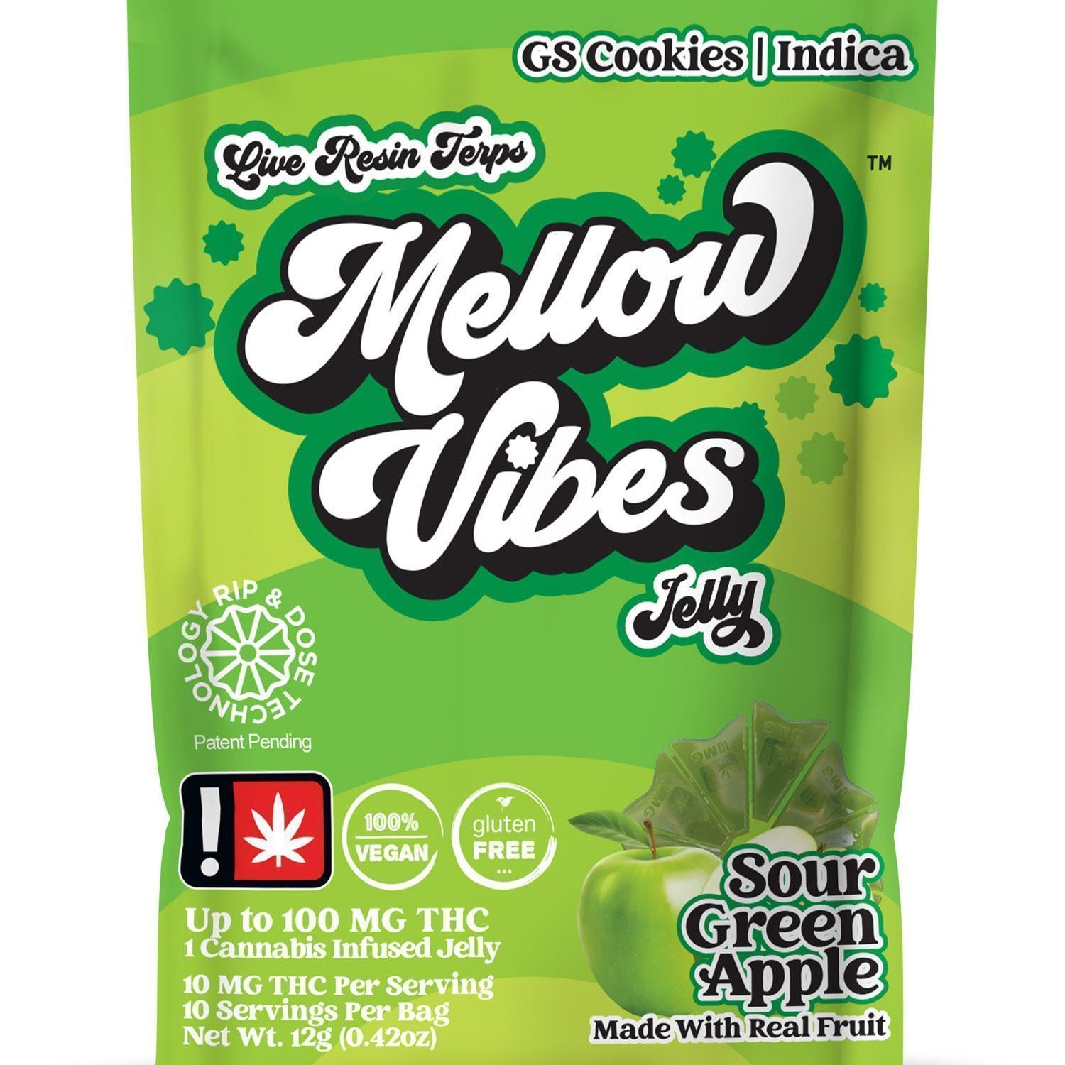 Photograph of product: MV Sour Green Apple (I) GSC 100mg TH-oui Scored Gummy