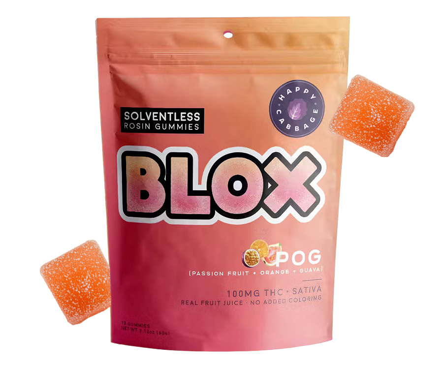 Photograph of product: BLOX / 100mg Solventless Rosin Gummies / POG / Oui'd