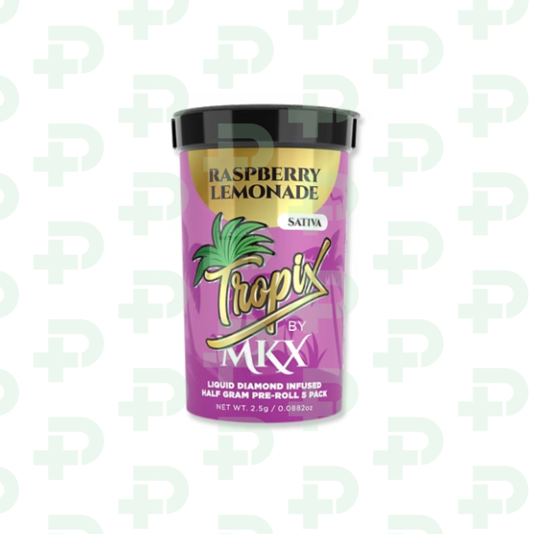 Photograph of product: MKX 5 Pack Liquid Diamond Infused Prerolls - Raspberry Lemonade