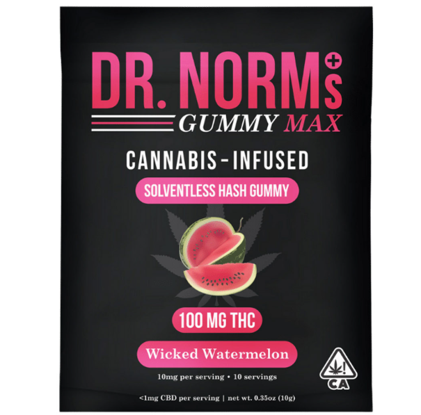 Photograph of product: Dr. Norm's - 100mg MAX Solventless au chocolat Gummy - Wicked Watermelon