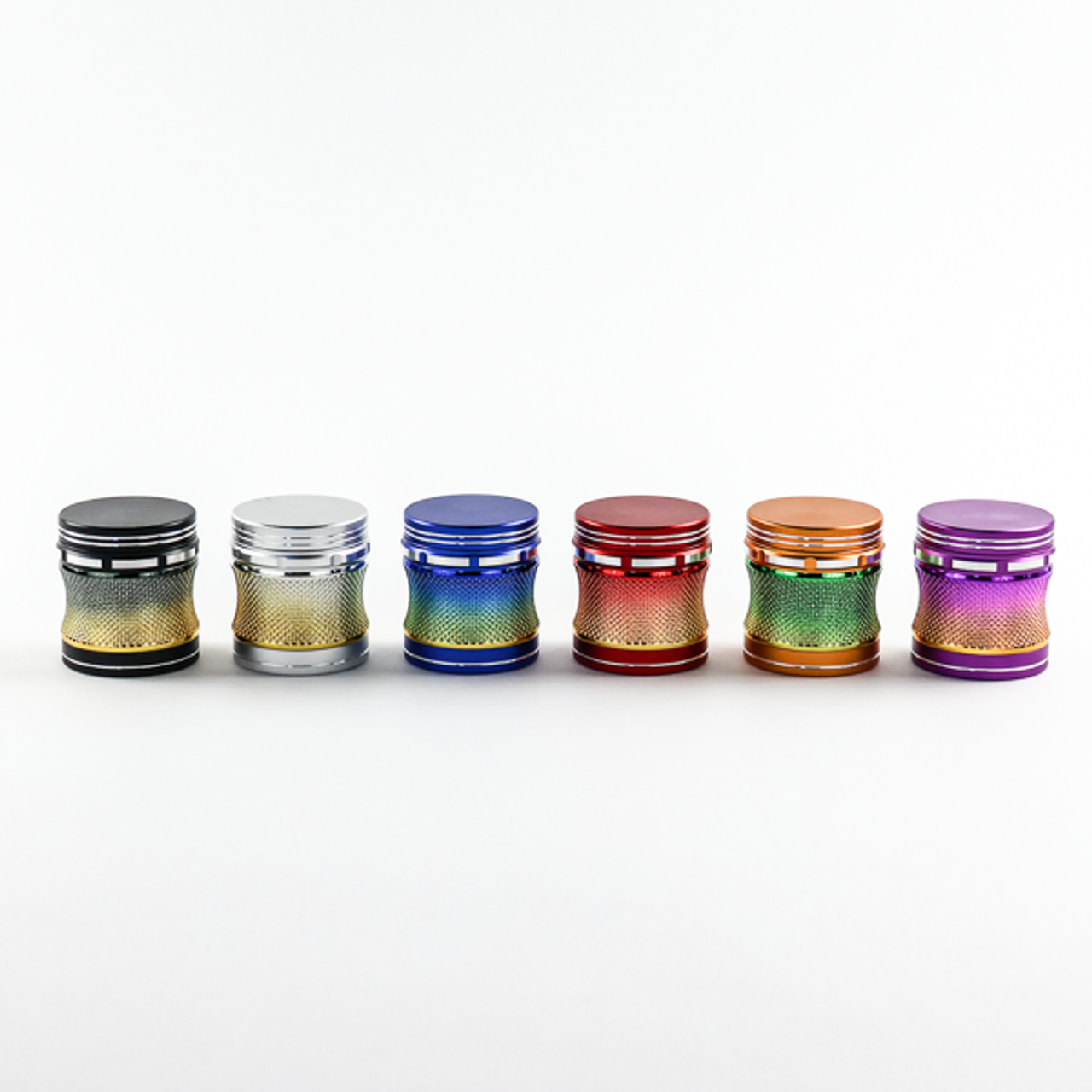 Photograph of product: 63mm Zinc 4pc Grinder | Assorted Gradient Colors