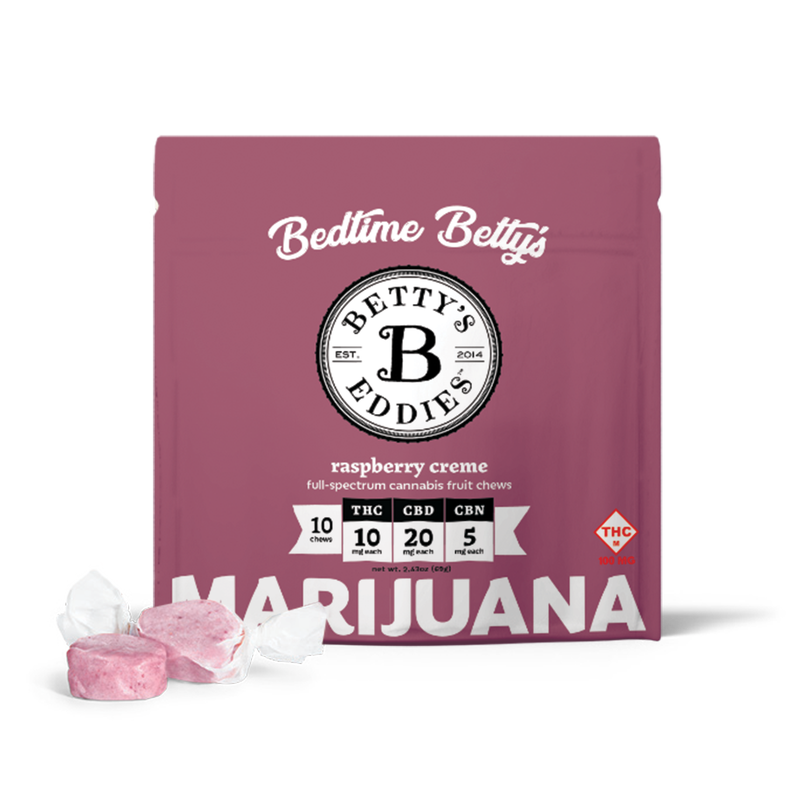 Photograph of product: 100mg Full Spectrum Fruit Chews | Raspberry Creme 4:2:1 CBD:TH-oui:CBN