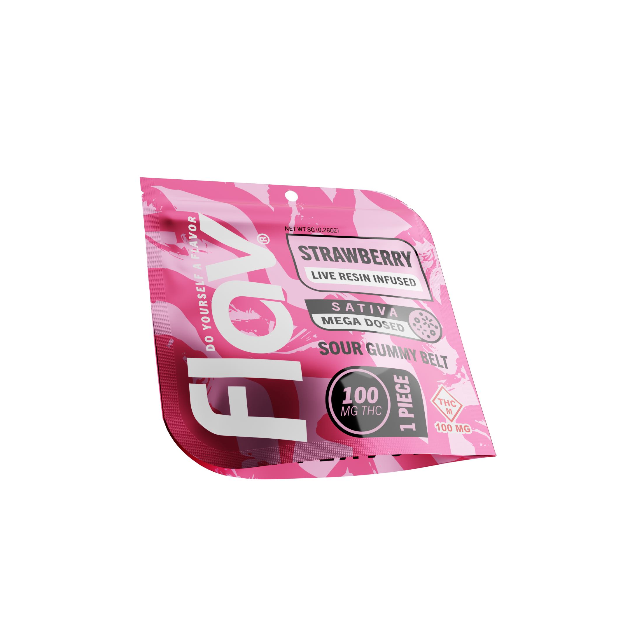 Photograph of product: Flav - Live Resin Gummy Mega Belt Sour Mango Single - 100mg