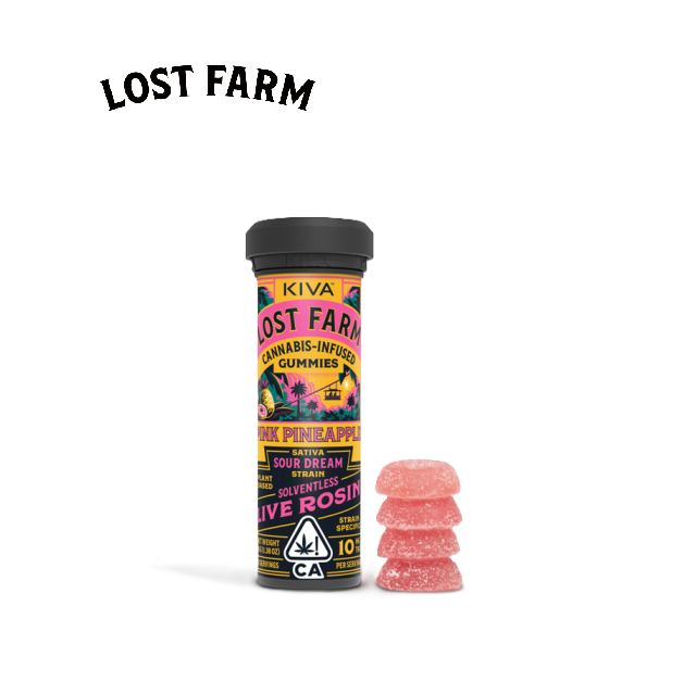 Photograph of product: PINK PINEAPPLE SOUR DREAM 100MG LIVE RESIN 10 PACK GUMMIES