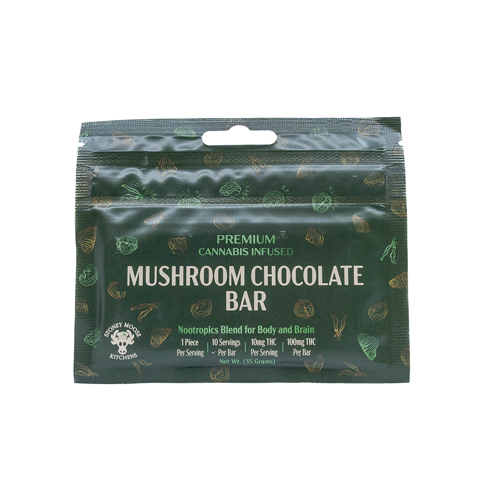 Photograph of product: Stoney Moose - Belgian Chocolate Mushroom Bar - 100mg