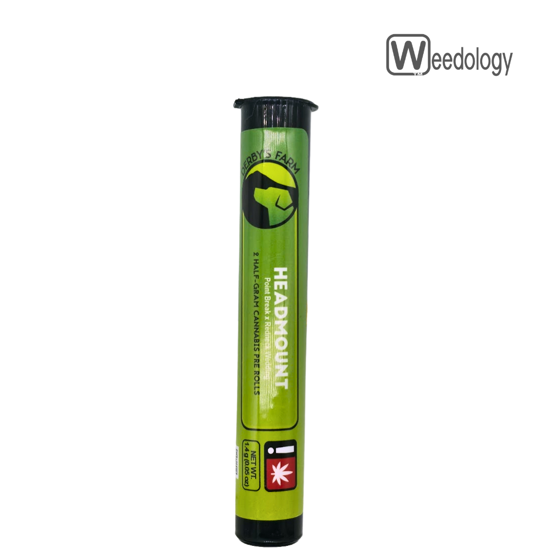 Photograph of product: Derby's 2pk HEADMOUNT 0.5g Pre-Rolls