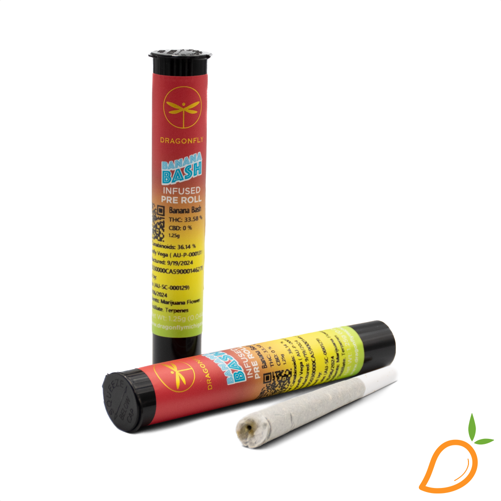 Photograph of product: 1.25g Watermelon Skittlez Infused Preroll Dragon Fly