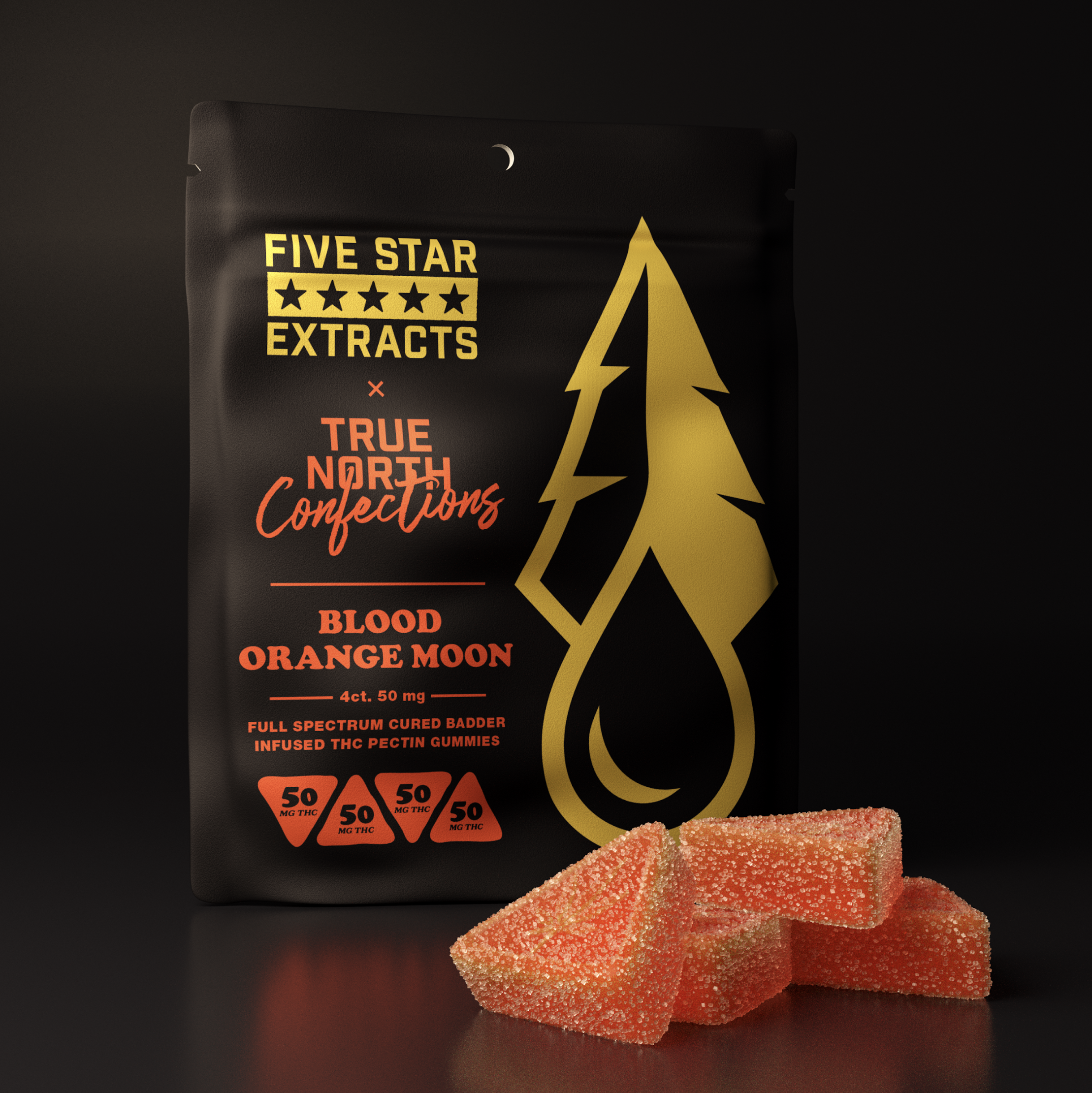Photograph of product: BLOOD ORANGE MOON 4X50MG(200MG) TH-oui FULL SPECTRUM VEGAN GUMMIES