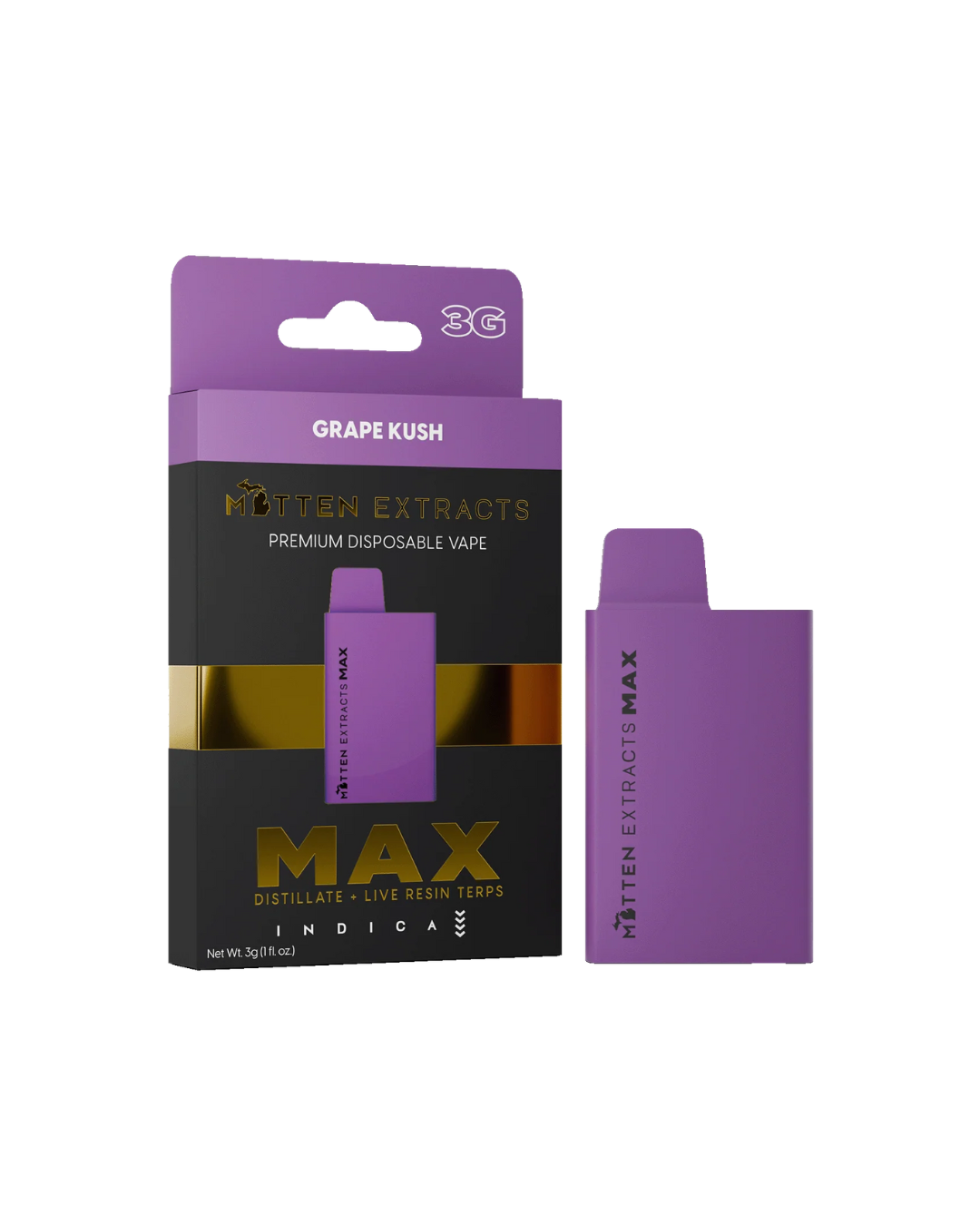 Photograph of product: Mitten Extracts | Grape Kush | Disposable