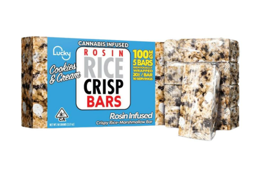 Photograph of product: Lucky Crispy Cookies & Cream Rice Bars with Rosin 100mg