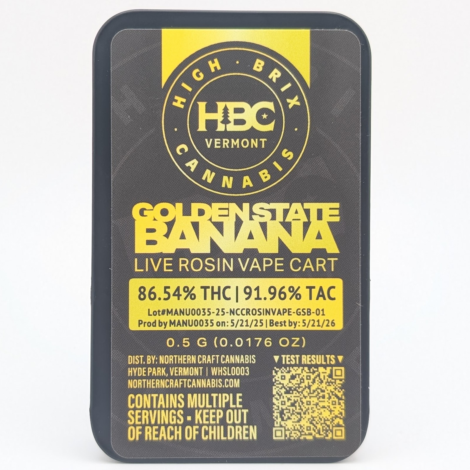 Photograph of Product: Golden State Banana .5g Live Rosin Cart