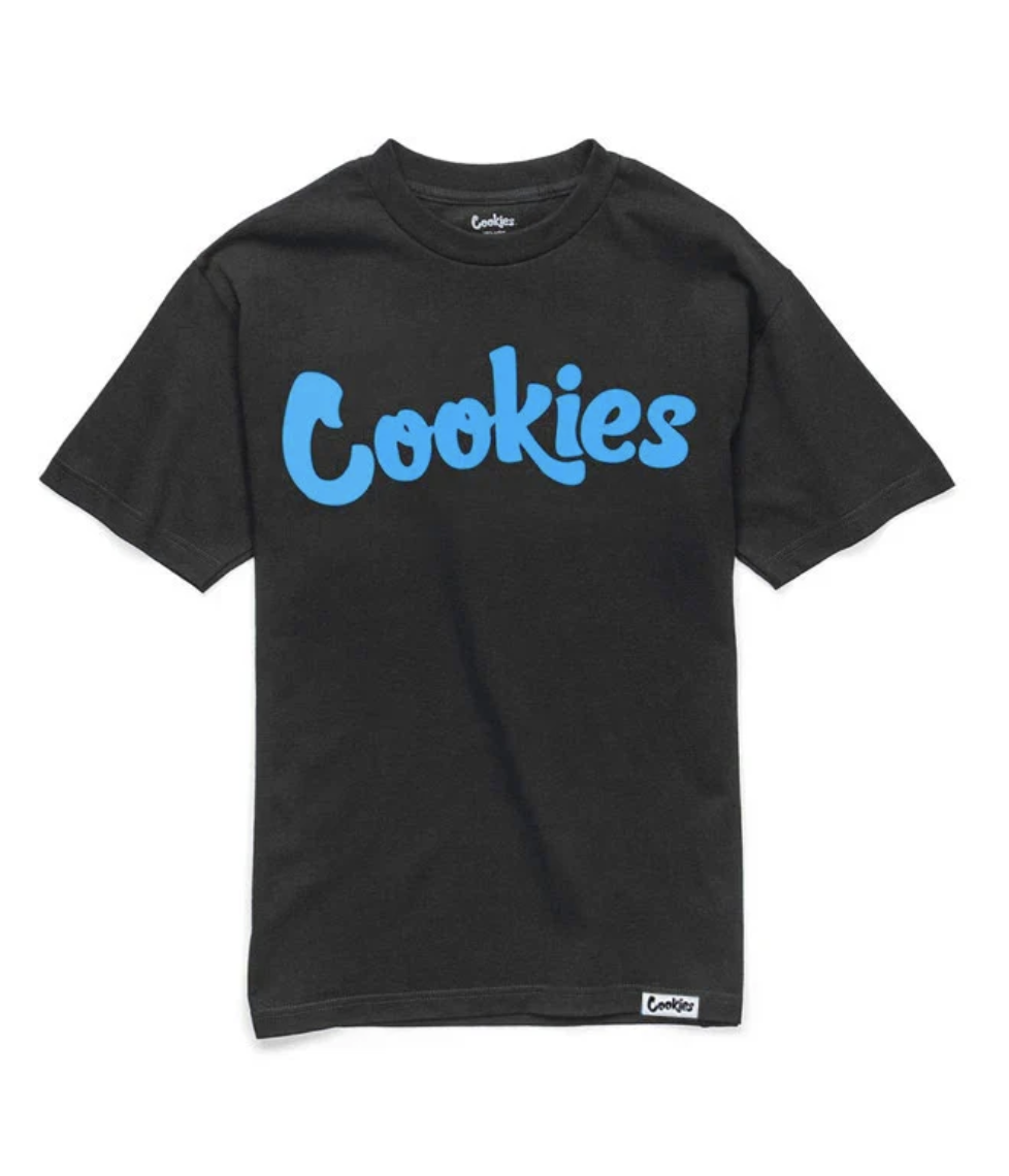 Photograph of product: Black Cookies T shirt Blue Logo (Small)