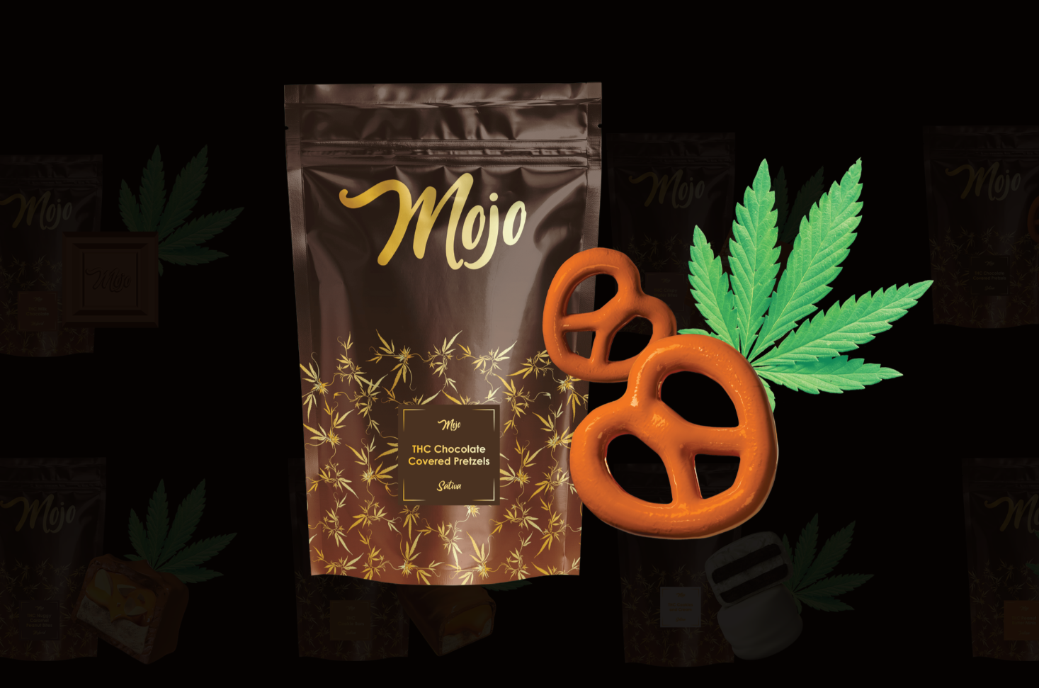 Photograph of product: Mojo 200mg Chocolate | Chocolate Covered Pretzels - Oui'd