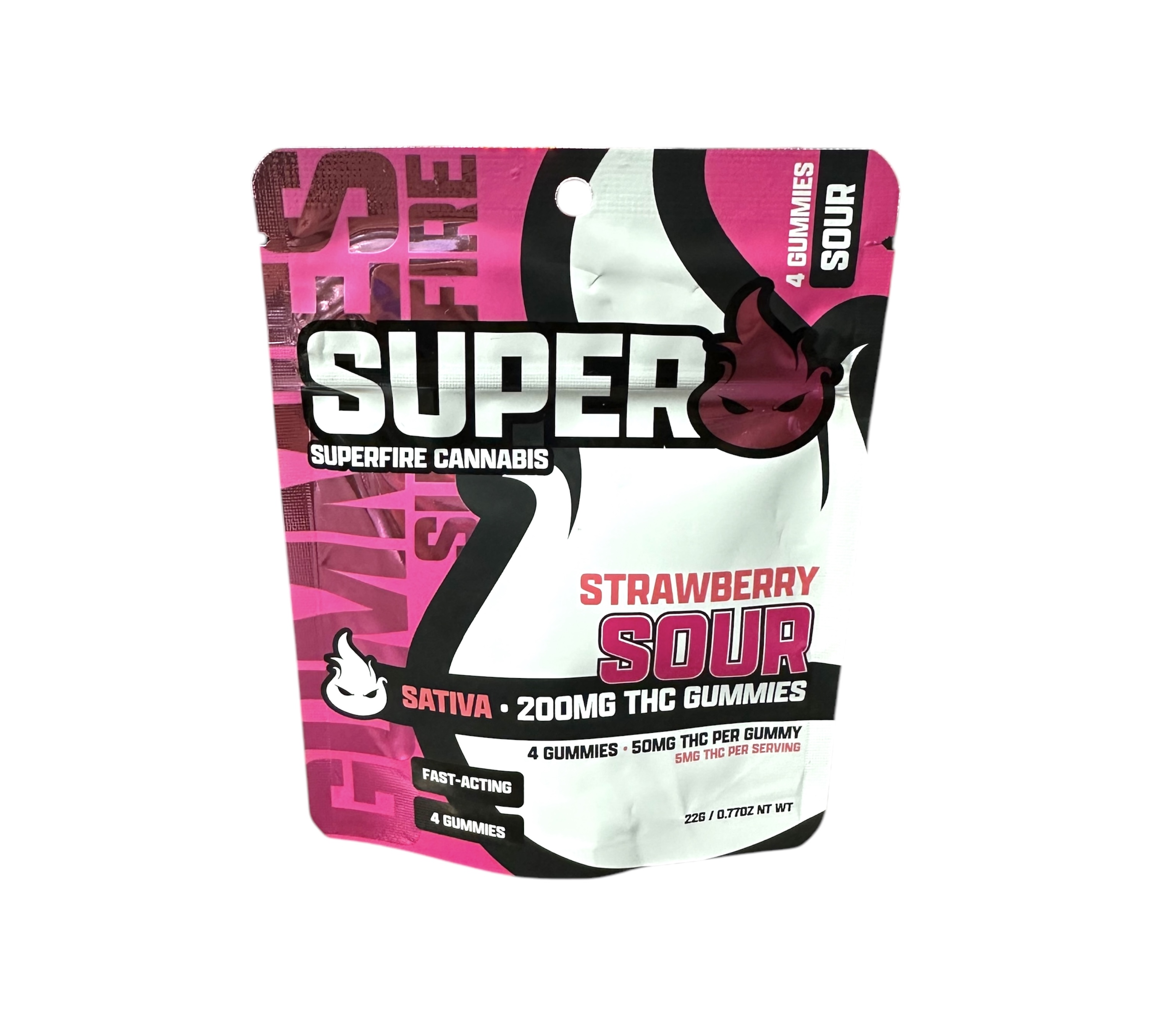 Photograph of product: Superfire Sour Strawberry Gummies 200mg Rec