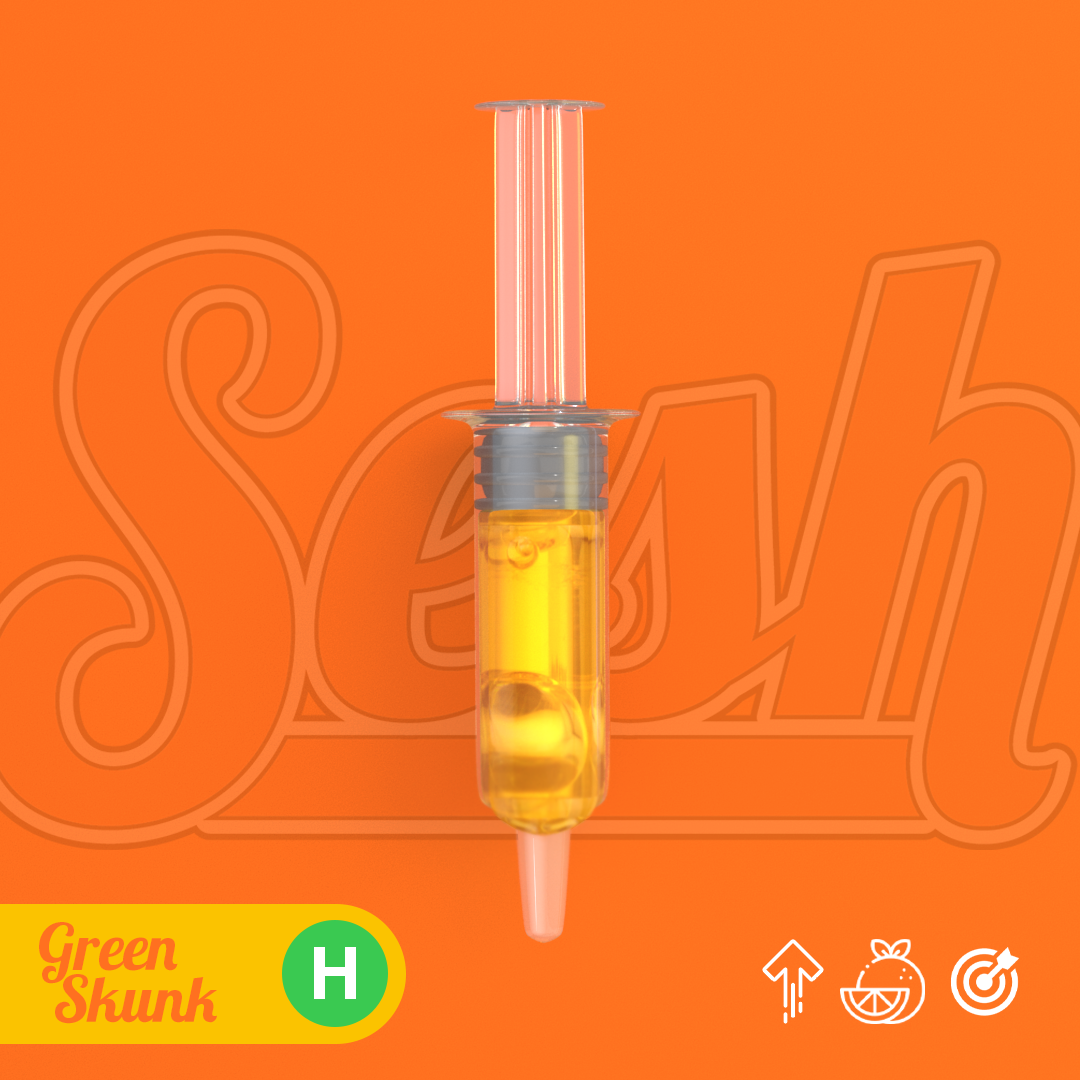 Photograph of product: SESH - Green Skunk (H) 1000mg Distillate Syringe