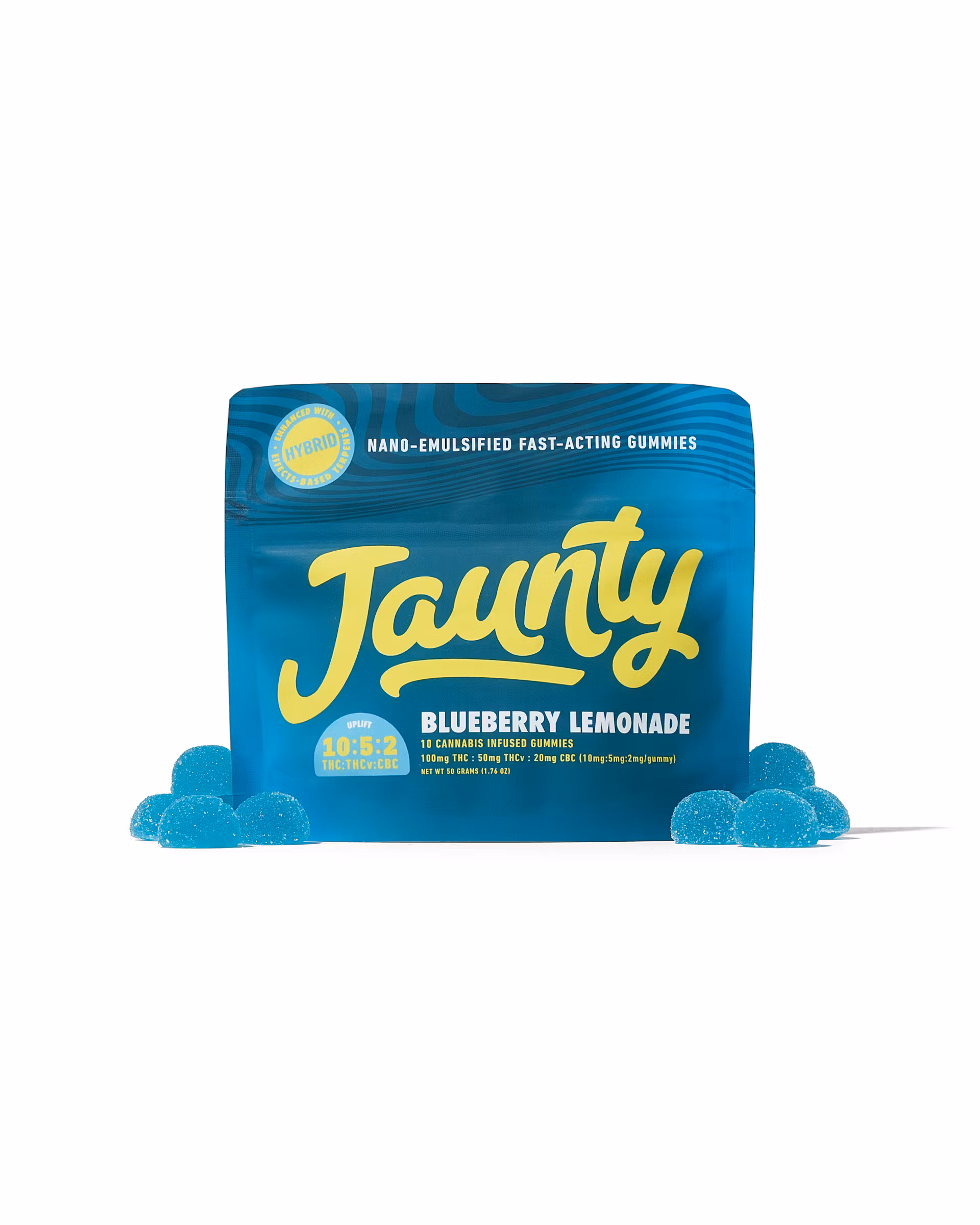 Photograph of product: Jaunty - Blueberry Lemonade - Gummies - 10pk - 100mg TH-oui : 50mg TH-ouiv : 20mg CBC