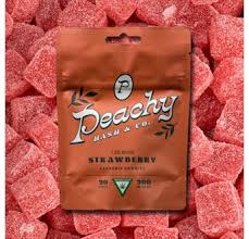 Photograph of product: Peachy au chocolat & Co Live Rosin Gummies - Strawberry - 200mg