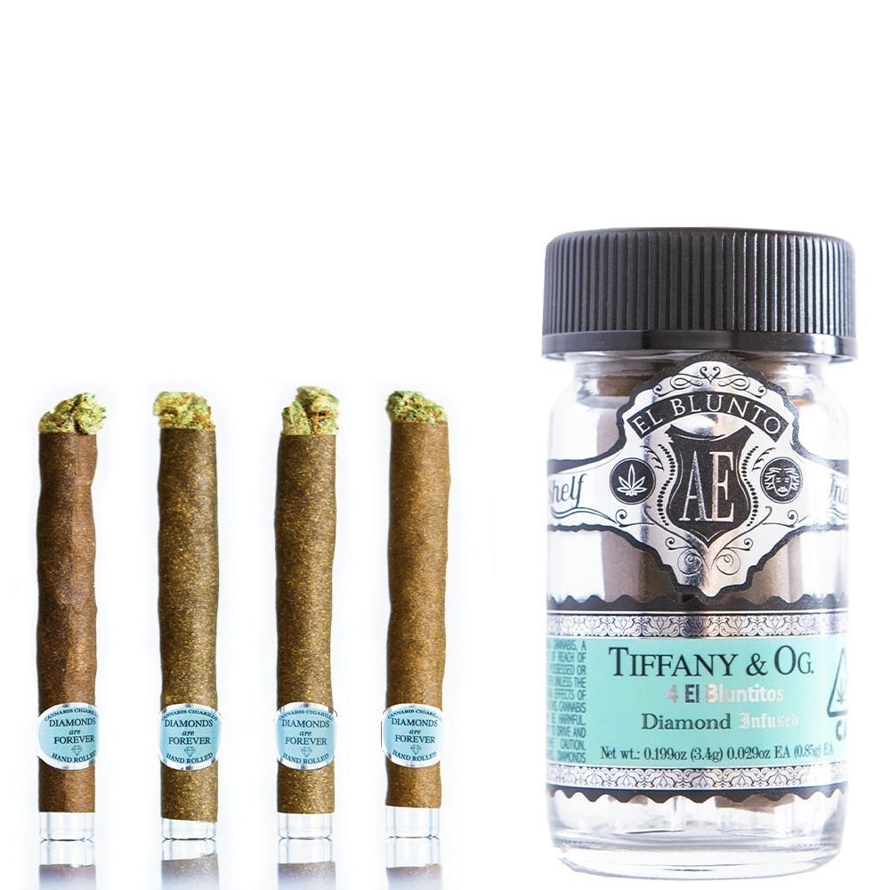Photograph of product: El Blunto 4-Pack Diamond Infused - Tiffany & OG - 4 x .85G [Mini Blunt] - REC