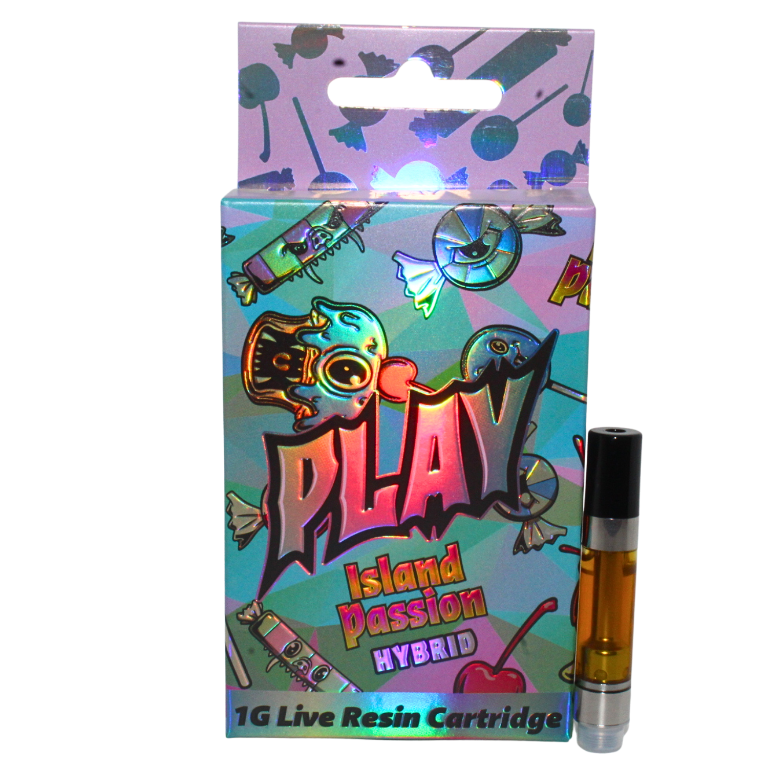 Photograph of product: PLAY ISLAND PASSION INFUSED LIVE RESIN VAPE CART REC