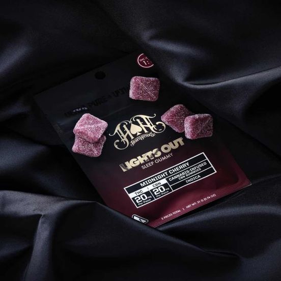 Photograph of product: [Heavy Hitters] CBN Gummies - 1:1 - Lights Out Midnight Cherry (I) - 