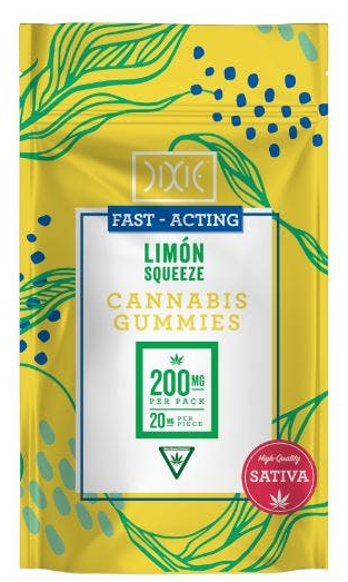 Photograph of product: Dixie Limon Squeeze Fast Acting Oui'd Gummies | 200mg