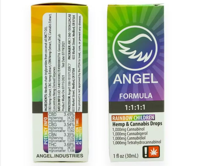 Photograph of product: Rainbow Children 1:1:1:1 TH-oui:CBD:CBG:CBN Drops | 1000mg