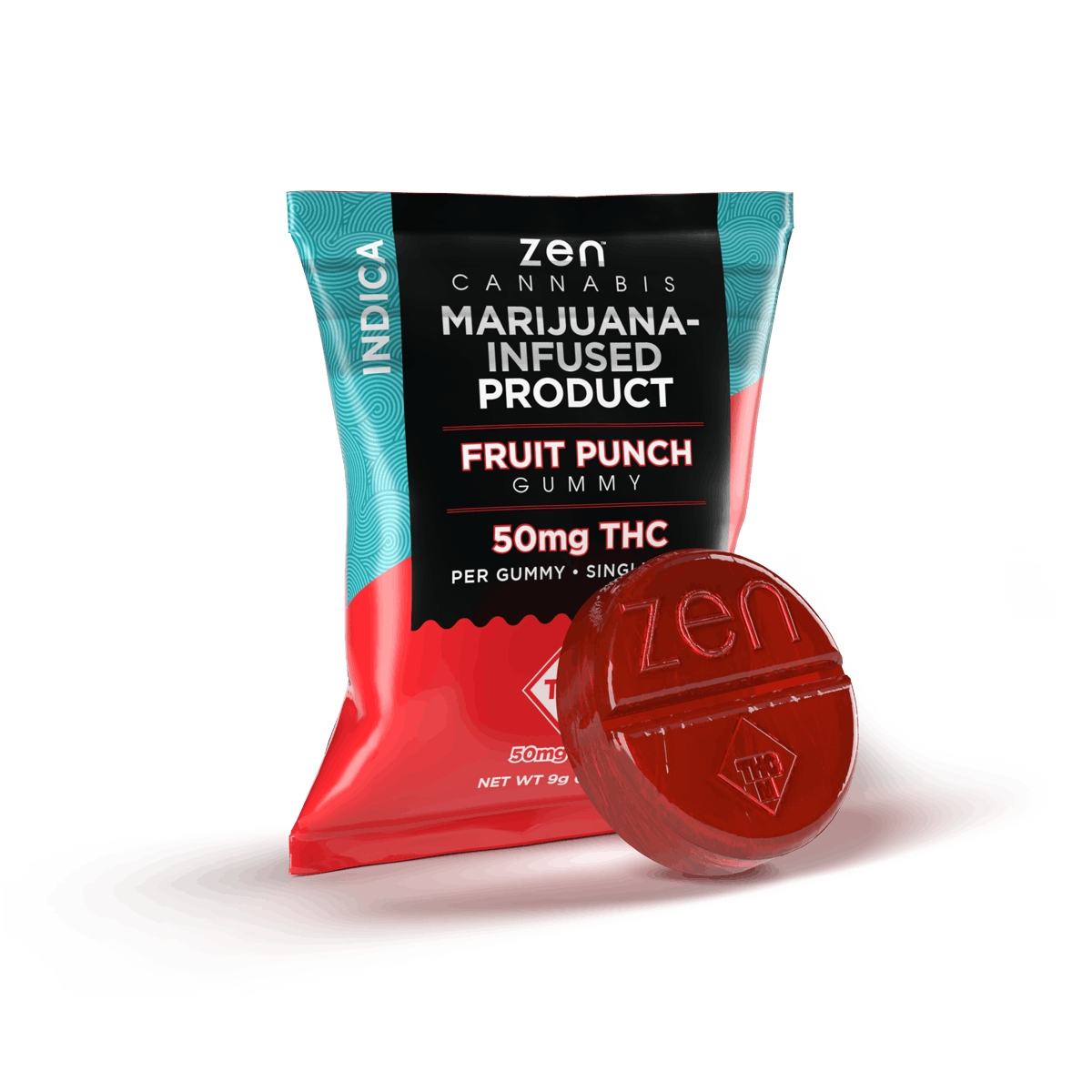 Photograph of product: ZEN | Oui'd Fruit Punch | single Gummy 100mg