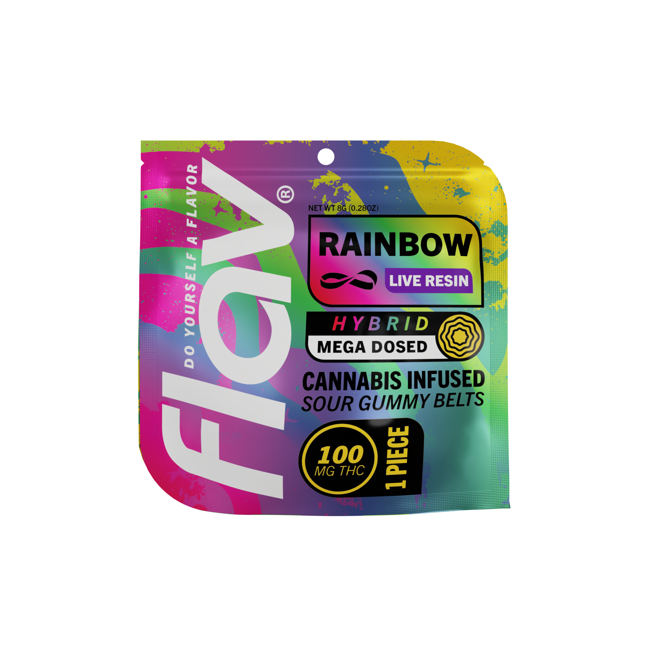 Photograph of product: Mega Belt - Rainbow - 100mg - Live Resin