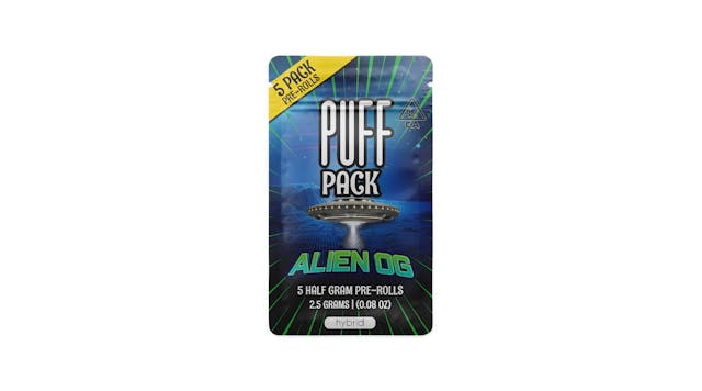 Photograph of product: Alien OG 0.5g Prerolls - 5pk - 2.5g - 
