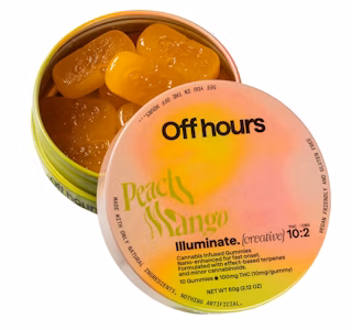 Photograph of product: Off Hours | Illuminate | Peach Mango | 10:2 TH-oui / CBG Gummies | 10pk