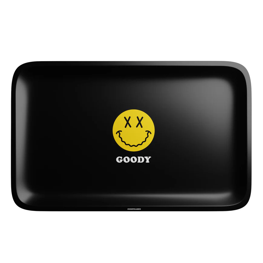 Photograph of product: Accessories | Goody Glass | Black Big Yellow Face Rolling Tray | Medium