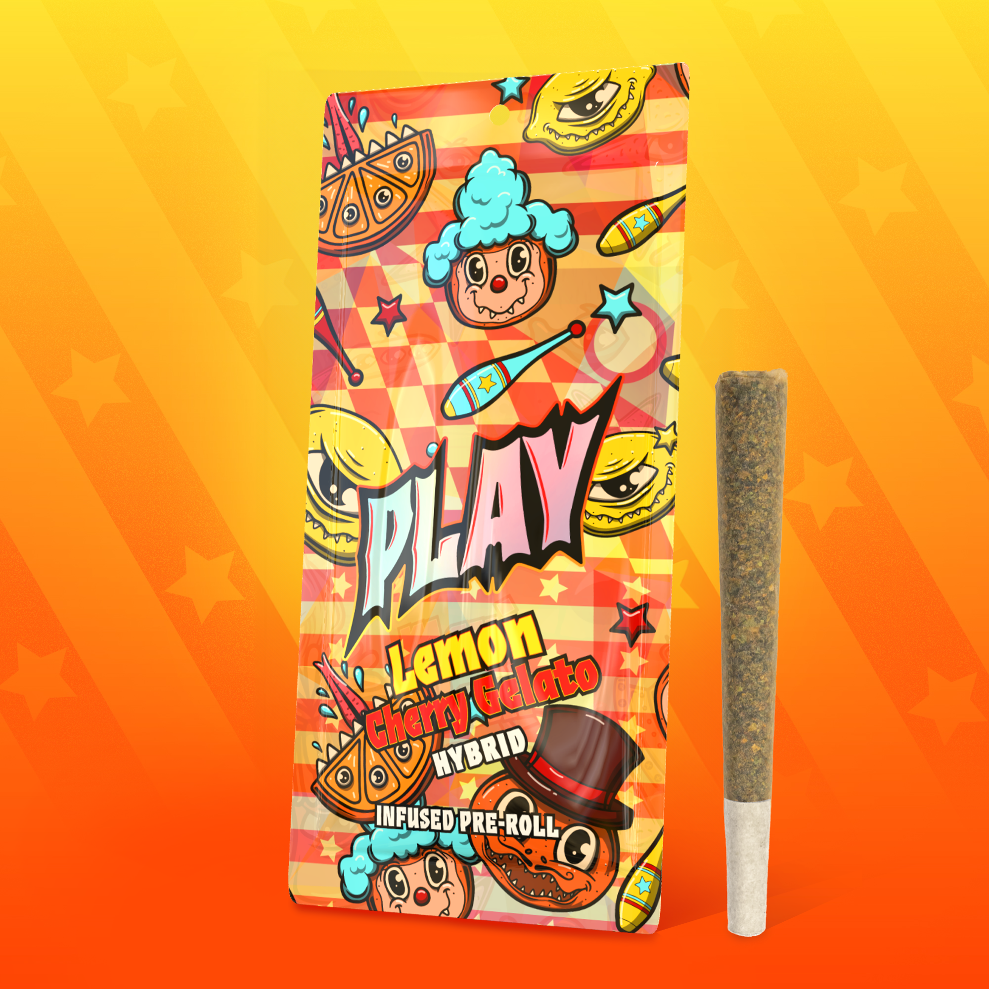 Photograph of product: Play | Lemon Cherry Gelato | 1.2g | Infused Pre-Roll