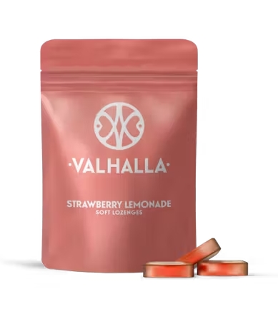 Photograph of product: Valhalla Edibles Soft Lozenges 10pk/100mg- Strawberry Lemonade