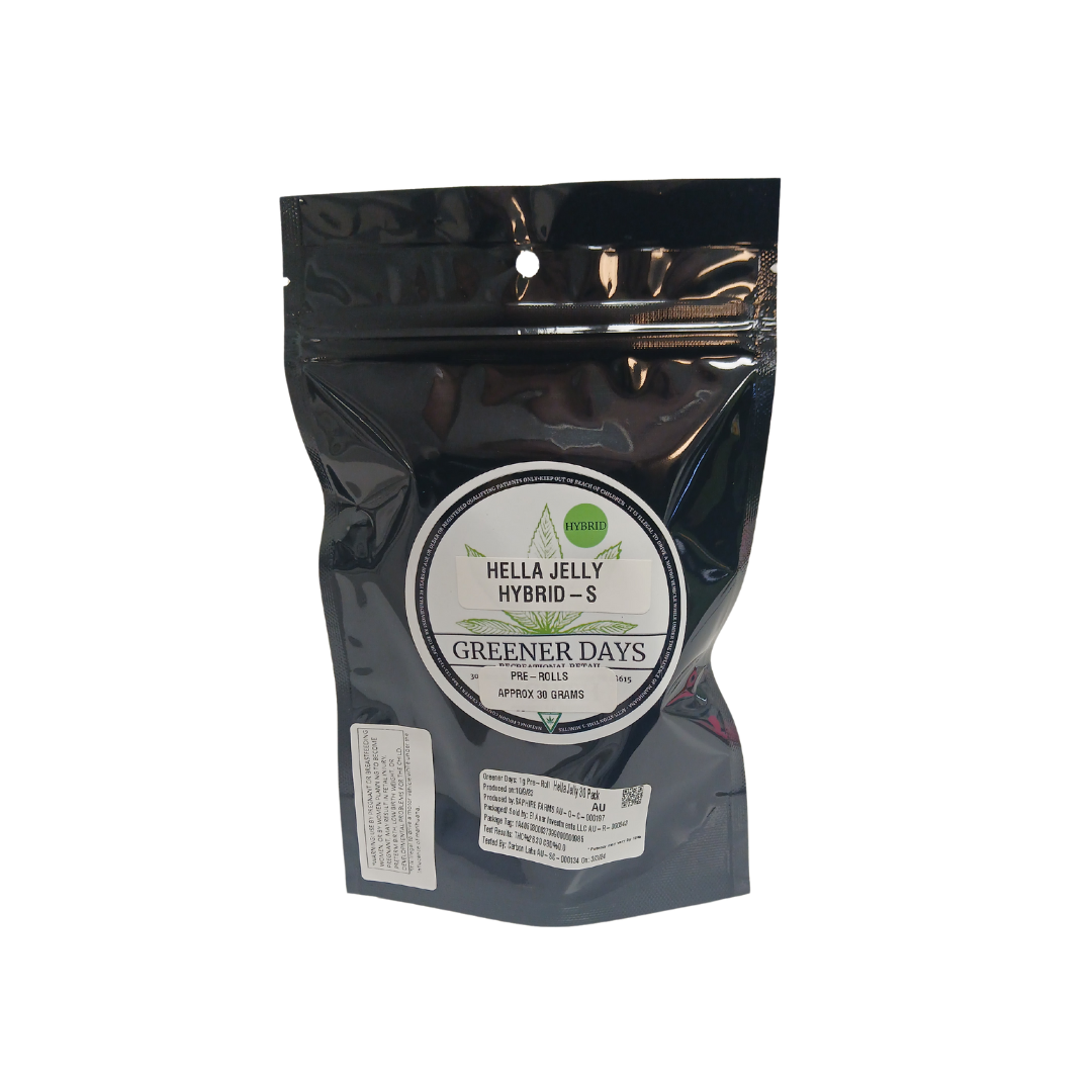 Photograph of product: Greener Days (30G) 30Pack 1g Preroll Hella Jelly