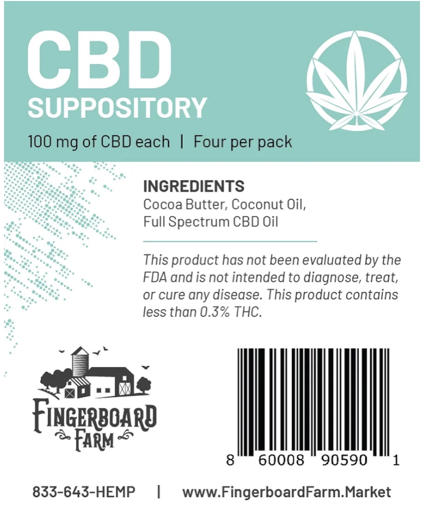 Photograph of product: Fingerboard Farm CBD Suppositories 4 pack