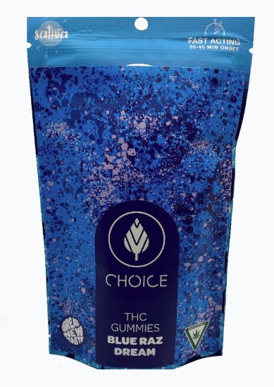 Photograph of product: Choice Chews 100mg Gummies -  Blue Raz Dream