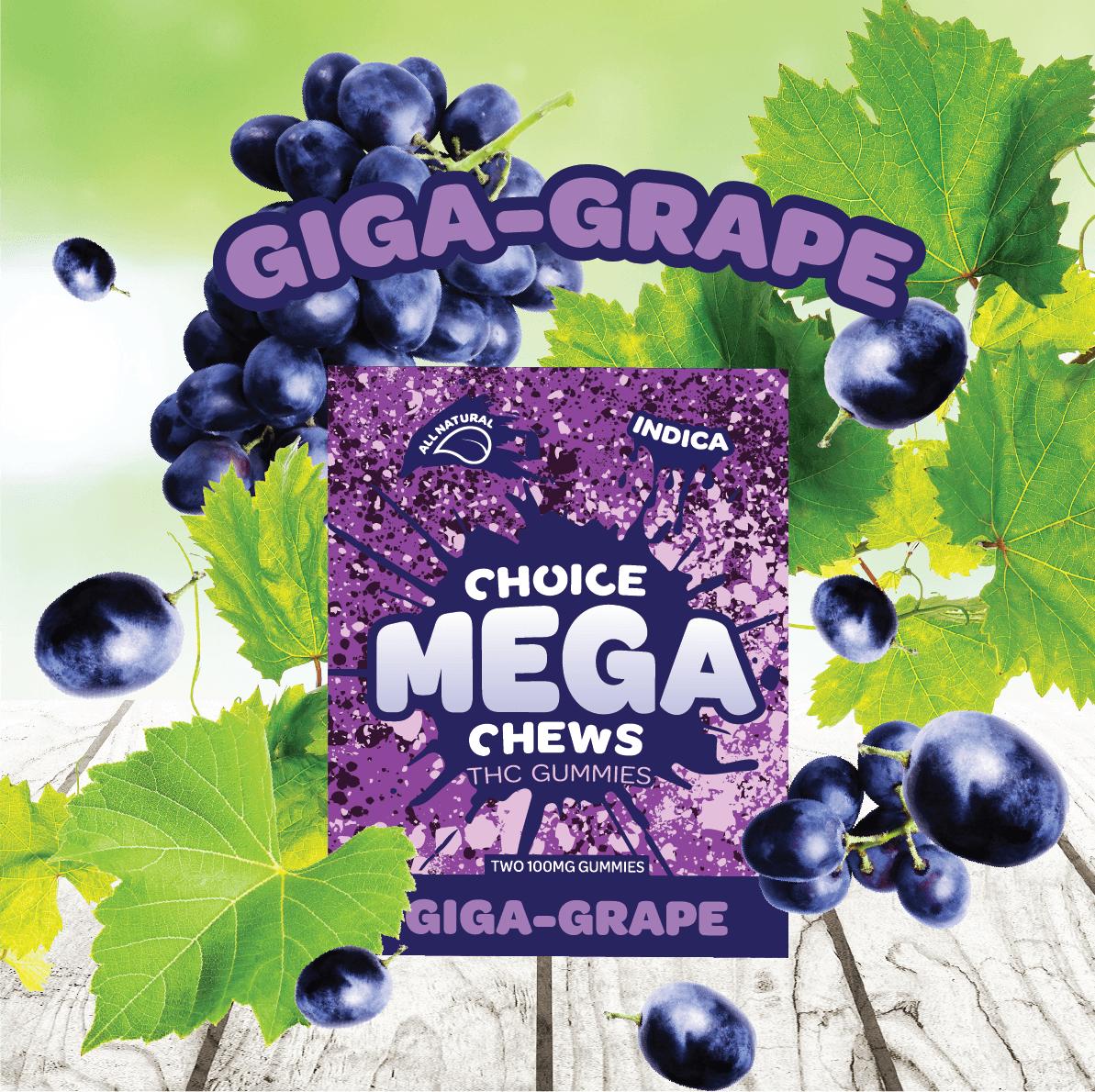 Photograph of product: Giga Grape Mega Chews | Choice Chews | 200mg
